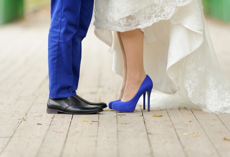 Blue bridal shoes