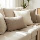 Textured MIULEE pillow covers arranged on a modern neutral sofa.